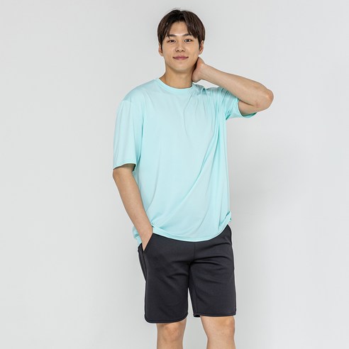나야스타일 남성용 제야 오버핏 반팔티 래쉬가드, 민트