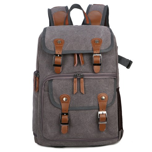 BAGnBAGs 빈티지 캔버스 카메라백팩 DS-1120, 다크그레이, 1개