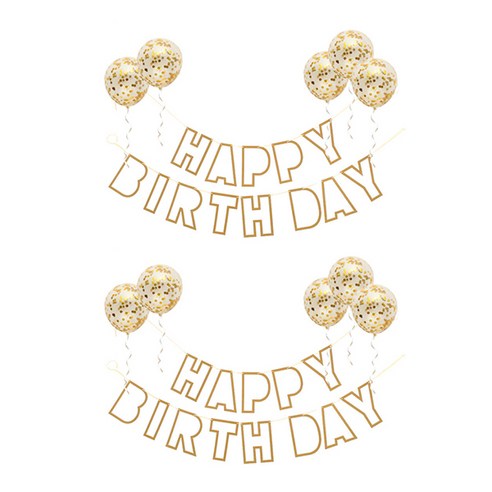 마켓감성 생일파티 가랜다 + 스팽글 풍선 5p, 타입6, 2세트