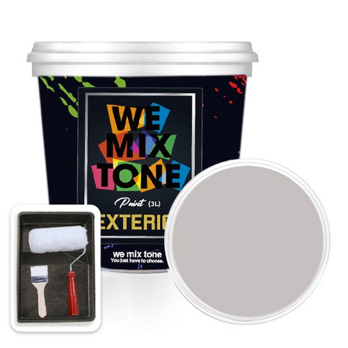 WEMIXTONE 외부용 EXTERIOR 페인트 3L + 붓 + 로울러 + 트레이 세트, WMT0043P01(페인트), 1개