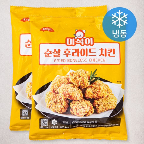 푸드렐라 미식이 순살 후라이드 치킨 (냉동), 300g, 2개