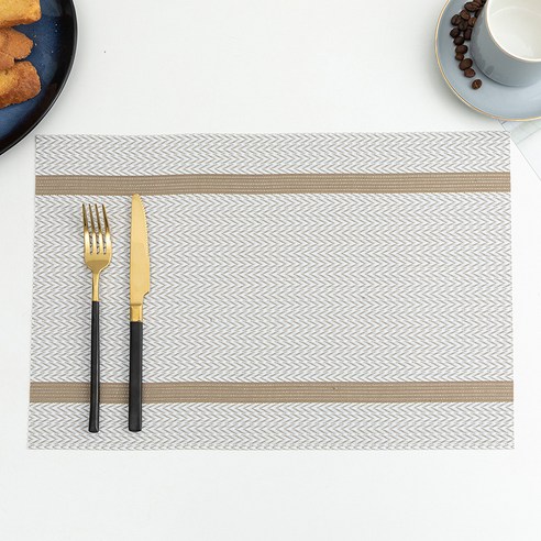 라이프핏 PVC 방수 테이블 매트 4P, 아이보리, 45 x 30 cm