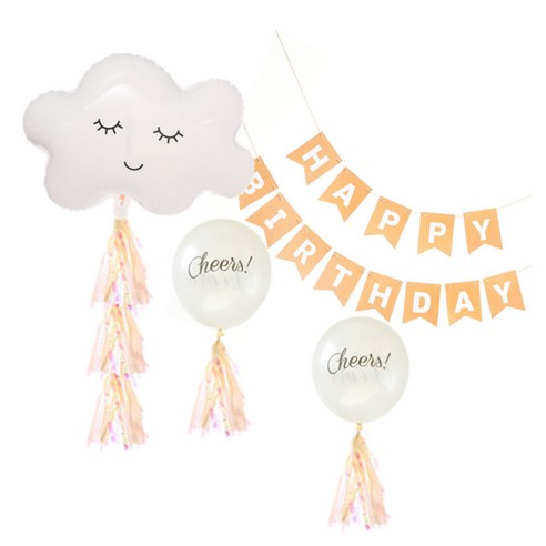 마켓감성 생일파티 가랜다 구름풍선 세트, 타입1, 1세트