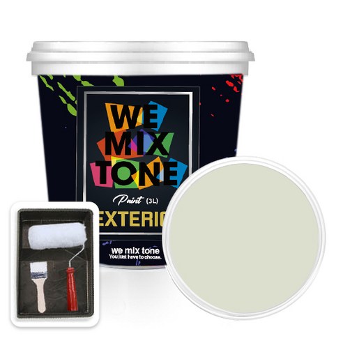 WEMIXTONE 외부용 EXTERIOR 페인트 3L + 붓 + 로울러 + 트레이 세트, WMT0305P01(페인트)