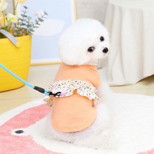 강아지 여아 힐리오 봄 여름 옷, 03 오렌지, 1개