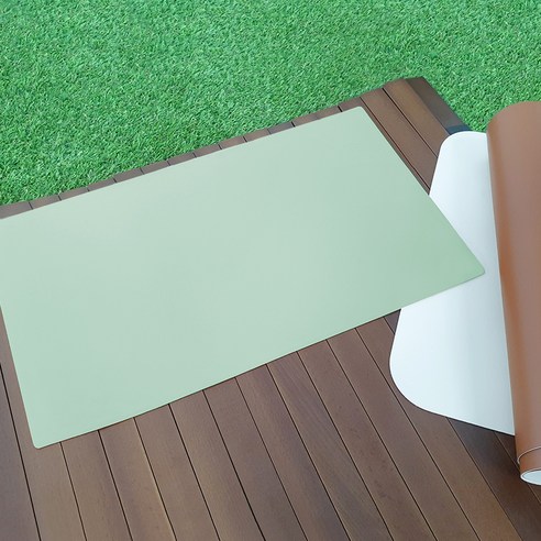 7A 가죽 양면 방수 감성 캠핑 테이블 매트 모서리라운딩 100 x 120 cm, 라이트그린 + 블루, 1단