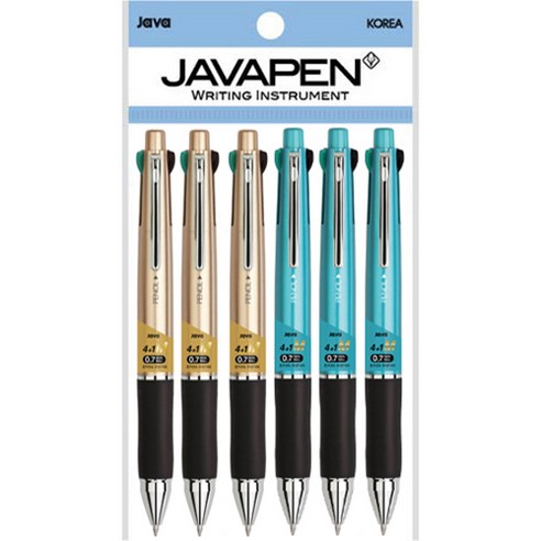 자바펜 제트4+1M 멀티펜 0.7mm 2종 x 3p, 메탈 골드, 메탈민트, 1세트
