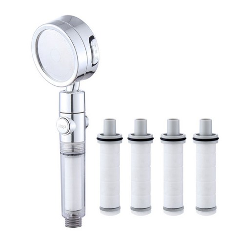 윈프라이스 3WAY 퓨어필터 샤워기 실버 + 전용필터 4p 세트, 1세트