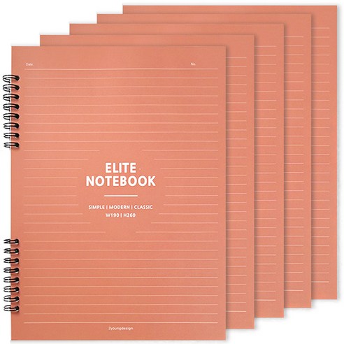 투영디자인 엘리트 더블 스프링 유선노트, 5개, 코랄