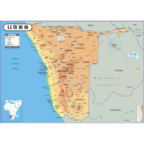 지도닷컴 지형 코팅형 아프리카 나미비아지도 110 x 78 cm + 세계지도 세트, 1세트 Best Top5