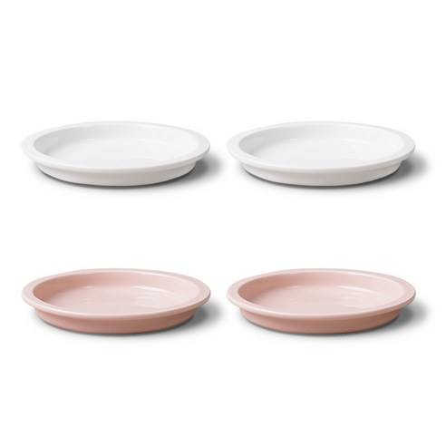 보울보울 노르딕볼볼 디저트 플레이트 접시 세트, 1세트, 화이트 19cm 2p + 핑크 2p