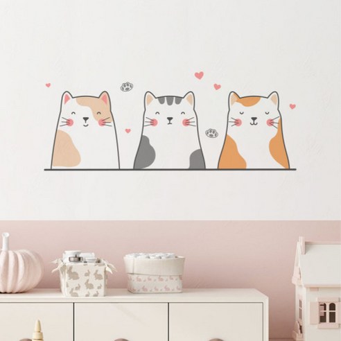 오버그로우 캐릭터 고양이사랑 침실 공부방 벽인테리어, 혼합색상