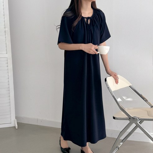 아로새긴 끈리본 임산부 원피스