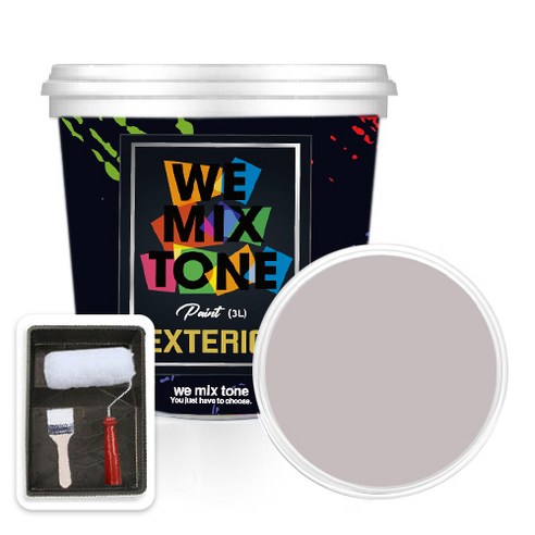 WEMIXTONE 외부용 EXTERIOR 페인트 3L + 붓 + 로울러 + 트레이 세트, WMT0247P01(페인트), 1개