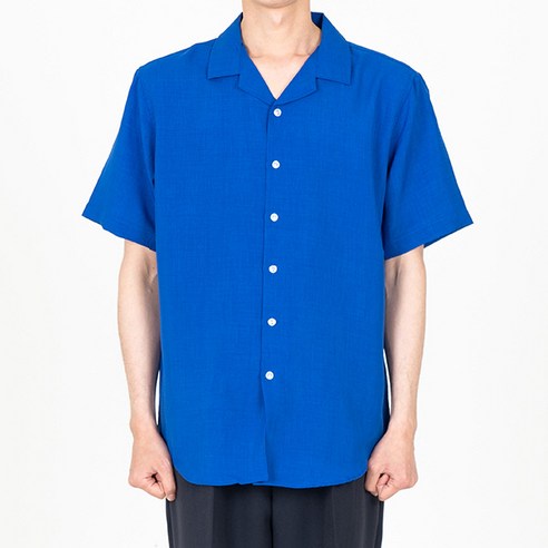 로우댓 남성용 데일리 오픈카라 루즈핏 반팔 셔츠
