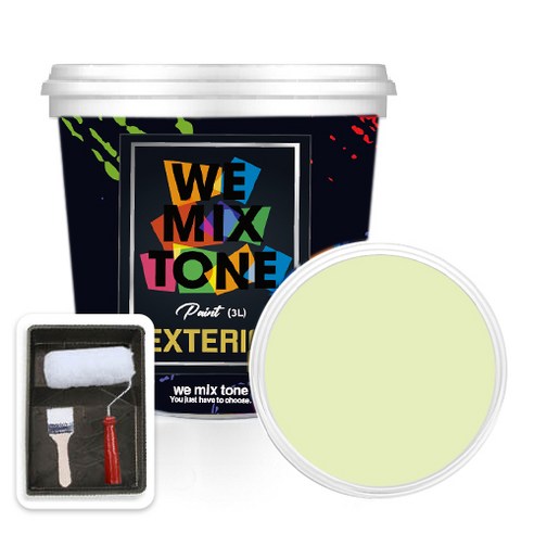 WEMIXTONE 외부용 EXTERIOR 페인트 3L + 붓 + 로울러 + 트레이 세트, WMT0463P01(페인트), 1개
