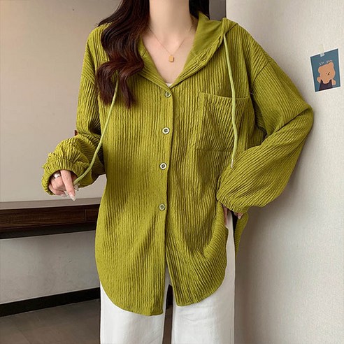 앤드스타일 여성용 론 포켓 후드 루즈핏 셔츠 261132