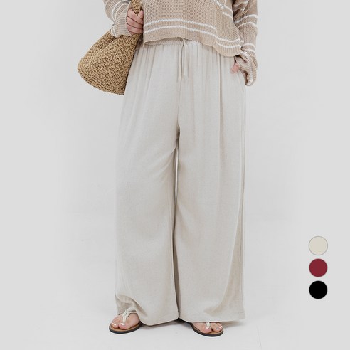 린넨바지 102102 여성용 빅사이즈 쿨 린넨 와이드 밴딩 팬츠 Best Top3