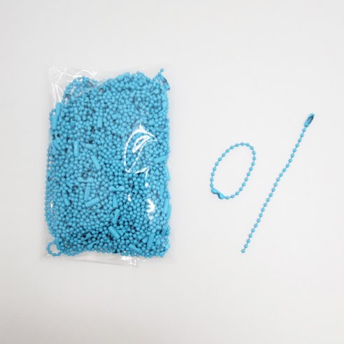 마다꾸미 볼체인 컬러군번줄 줄구슬 10cm, 하늘색, 100개