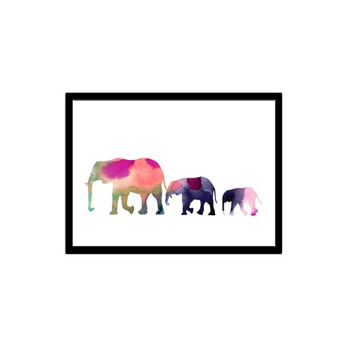 마벨인홈 인테리어 우드액자 포스터 코끼리G + 꼭꼬핀, 블랙