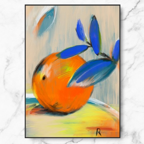 RYMD Orange Painting 인테리어 액자, 블랙 수지 액자