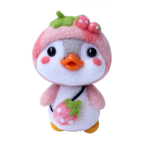 펫돌 양양이 니들펠트 인형 DIY 세트, 1세트, 핑크 펭귄