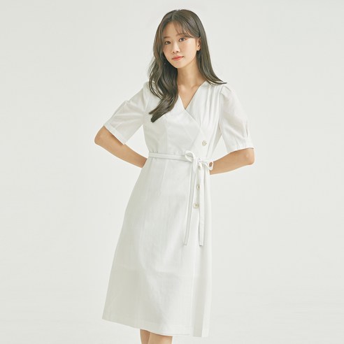 로엠 앵커 린넨라이크 랩형 롱원피스