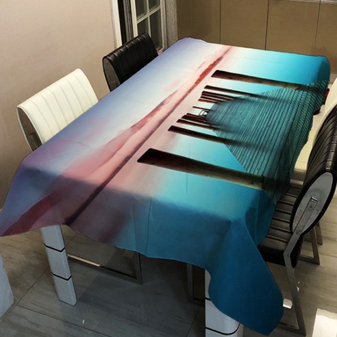 알럽홈 랜드 스케이프 프린팅 스퀘어 홈 테이블 커버, TYPE22, 100 x 140 cm