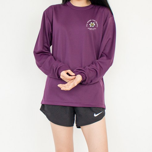 험블스튜디오 여성용 냉감 통기성 스마일 데이지 긴팔 쿨 티셔츠 IMUD_22, LL(XL), 퍼플