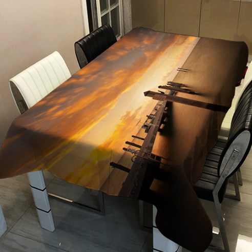 알럽홈 랜드 스케이프 프린팅 스퀘어 홈 테이블 커버, TYPE23, 100 x 140 cm
