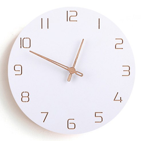 BT TIME 무소음 나무벽시계 30cm, 화이트01