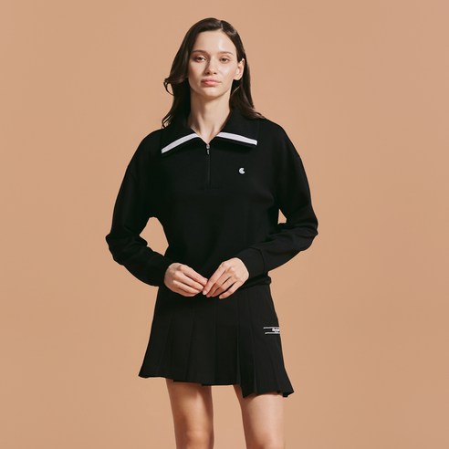 클리브랜드 여성용 골프 배색포인트 와이드카라 긴팔 티셔츠 CGWLT43956