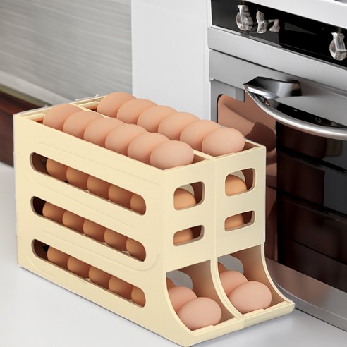 4단 자동 롤링 에그 트레이로 냉장고 정리와 계란 신선도를 한 번에!