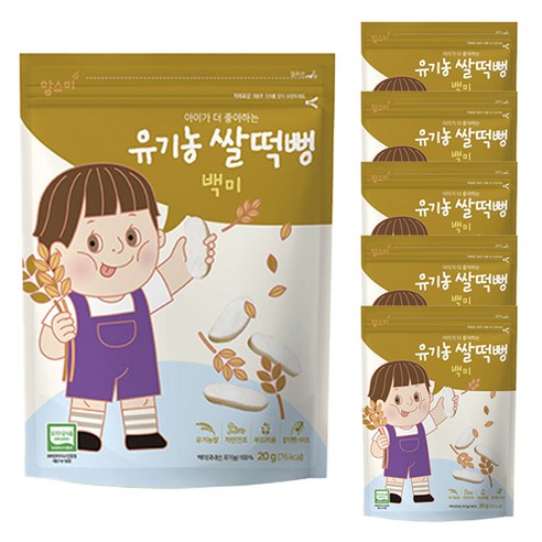 맘스미 유기농 쌀떡뻥, 백미맛, 20g, 6개