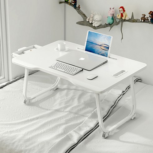 H리빙 접이식 기숙사 침대 노트북 책상, 화이트(서랍)