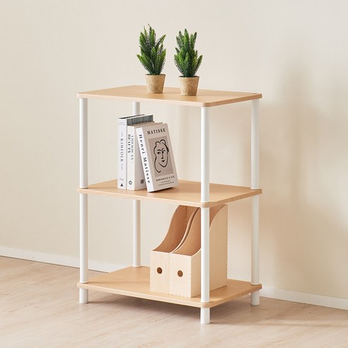 비스타 수평조절 조립식 다용도선반 수납장 3단, 오크화이트