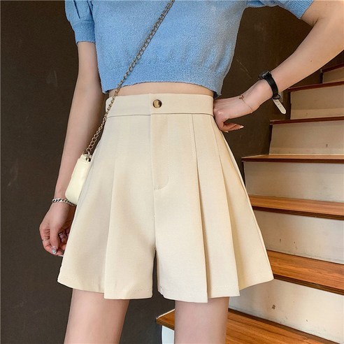 몬드스팟 여성용 주름 뒷밴딩 정장 반바지 MO134