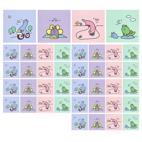 핑크풋 500달룡이 쪼매난 노트 4종 x 10p 세트, 블루,퍼플,핑크,민트, 1세트