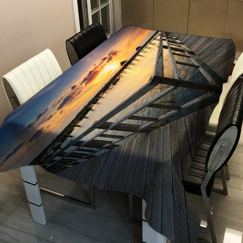 알럽홈 랜드 스케이프 프린팅 스퀘어 홈 테이블 커버, TYPE14, 140 x 180 cm