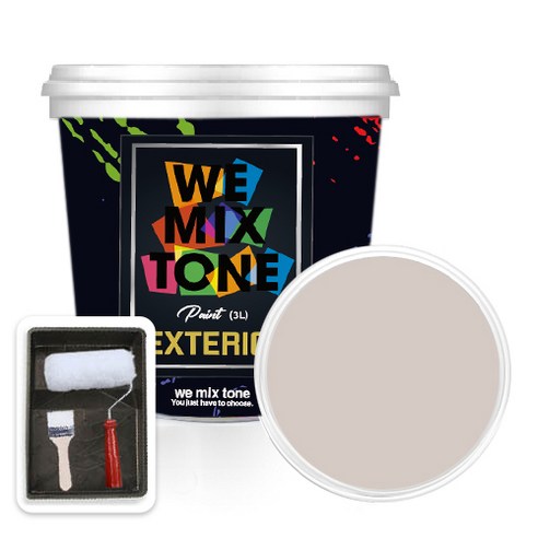 WEMIXTONE 외부용 EXTERIOR 페인트 3L + 붓 + 로울러 + 트레이 세트, WMT0225P01(페인트), 1개