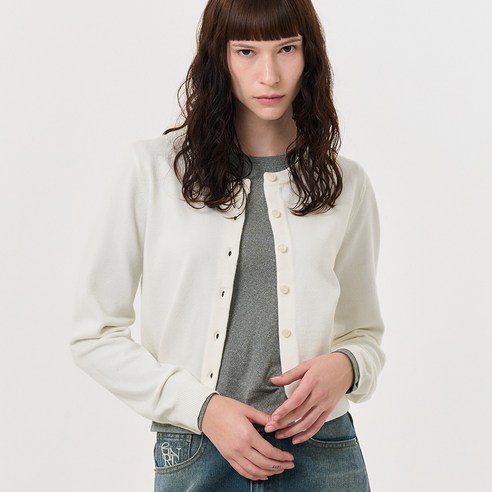 제너럴아이디어 여성용 뉴클래식 울 크루넥 가디건 WBD4L43542