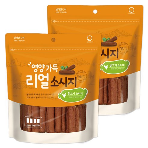 굿데이 영양가득 리얼 소시지 강아지간식 400g, 닭고기, 2개