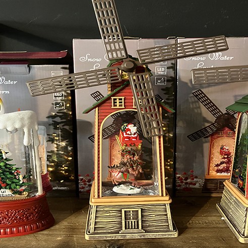 마쉬매리골드 크리스마스 네덜란드 루돌프산타 풍차 오르골, 혼합색상, 1개
