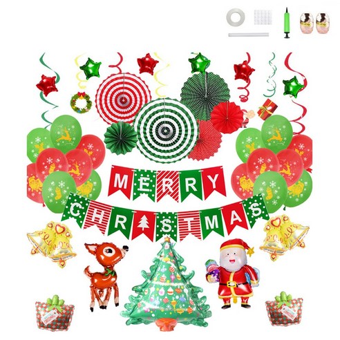 미니띠네 크리스마스 트리 장식 산타 사슴 홈파티 세트 A, 혼합색상, 1세트