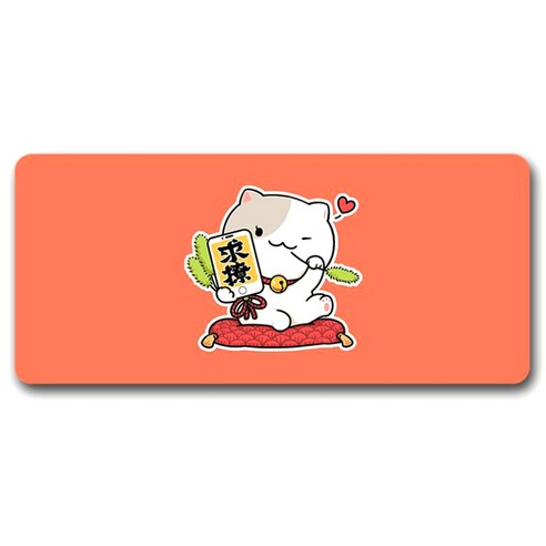 알럽컴 럭키 큐티 고양이 마우스 장패드 300 x 800 x 3 mm, 오렌지, 1개