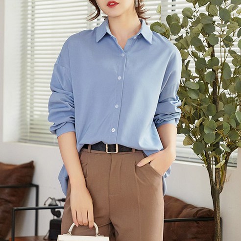 디어로라 여성용 루즈핏 소프트 셔츠 블라우스
