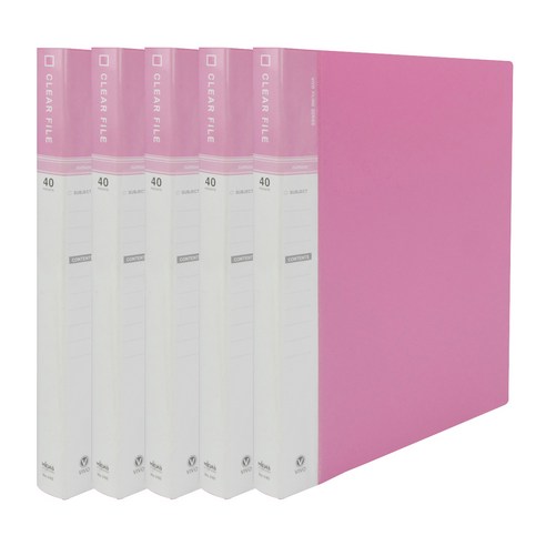 현풍 40매 비보 클리어화일 인덱스 A4, 분홍색, 5개