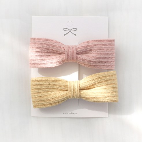 여아용 미니 골지 리본 머리핀 2종 세트