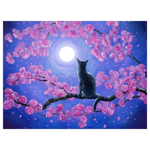 메이리앤 보석십자수 DIY 비즈공예 키트 40 x 30 cm, 0012.고양이와 달, 1세트 메이리앤 보석십자수 DIY 비즈공예 키트 40 x 30 cm, 0012.고양이와 달, 1세트