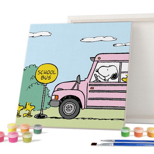 아이러브페인팅 피너츠 DIY PAINTING 25 x 25 cm, 스누피 스쿨버스, 1개